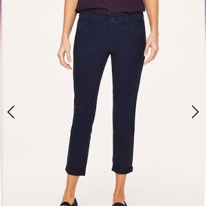 🆕 LOFT Navy Modern Roll Cuff Chino Slim Through the Hip and Thigh Pants ~ 12